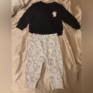 Cat & Jack Black and White Ghost Print Kids Matching Set